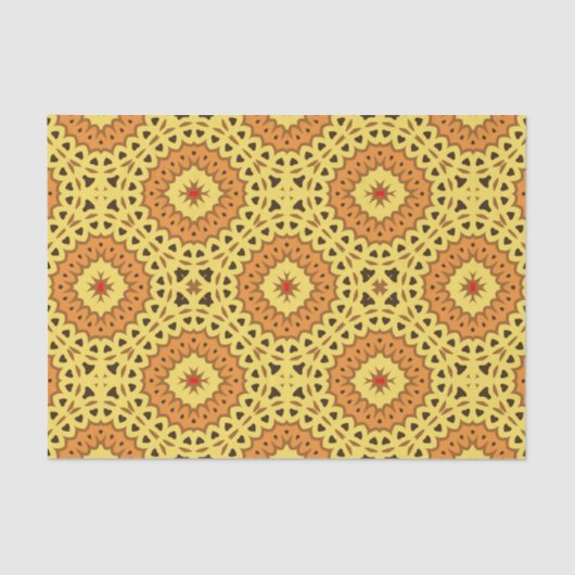 黄エレガント色とオレンジ色のモザイク模様 薄葉紙 (正面)