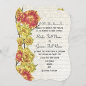 黄エレガント色とオレンジ色の国のフローラ結婚 招待状 (正面/裏面)