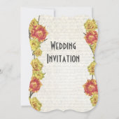 黄エレガント色とオレンジ色の国のフローラ結婚 招待状 (裏面)