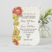 黄エレガント色とオレンジ色の国のフローラ結婚 招待状 (スタンド正面)