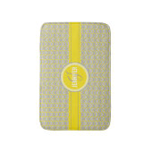 黄エレガント色と灰色のシボモノグラムの名 バスマット (正面縦)