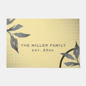 黄エレガント色と灰色のファミリ名と日付の形式 ドアマット (正面)