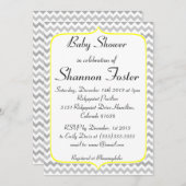 黄エレガント色と灰色の山形のベビーシャワー 招待状 (正面/裏面)