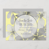 黄エレガント色と灰色結婚色 セーブザデート (正面/裏面)