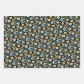 黄エレガント色と黒のフローラ ラッピングペーパーシート (正面3)