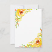 黄エレガント色の水彩フローラ サンキューカード (裏面)