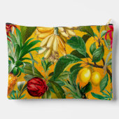 黄エレガント色の熱帯葉実物模様 アクセサリーポーチ (裏面)