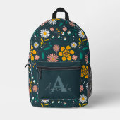 黄エレガント色の緑かわいらしのフローラ プリントバックパック (正面)