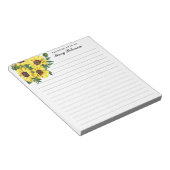 黄エレガント色の花パーソナライズされた ノートパッド (アングル)