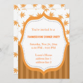 黄エレガント色の葉感謝祭のディナーパーティー 招待状 (正面/裏面)