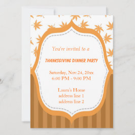 黄エレガント色の葉感謝祭のディナーパーティー 招待状