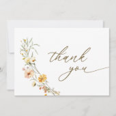 黄エレガント色の野の花サンキューカード サンキューカード (正面)