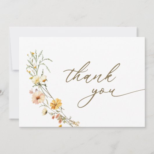 黄エレガント色の野の花サンキューカード サンキューカード (正面)