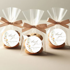 黄エレガント色の野の花 ラウンドシール