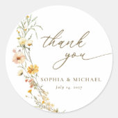 黄エレガント色の野の花 ラウンドシール (正面)