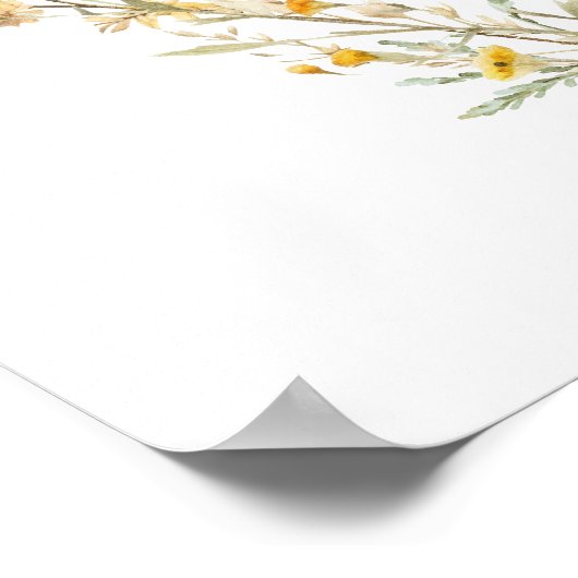 黄エレガント色の野花のカードとギフト ポスター (角)