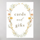 黄エレガント色の野花のカードとギフト ポスター (正面)