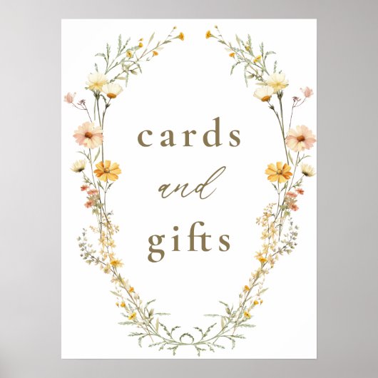 黄エレガント色の野花のカードとギフト ポスター (正面)