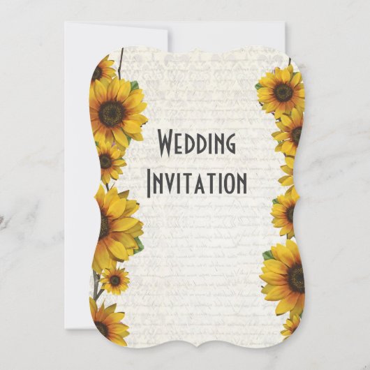 黄エレガント色ひまわりの国のフローラ結婚 招待状 (裏面)