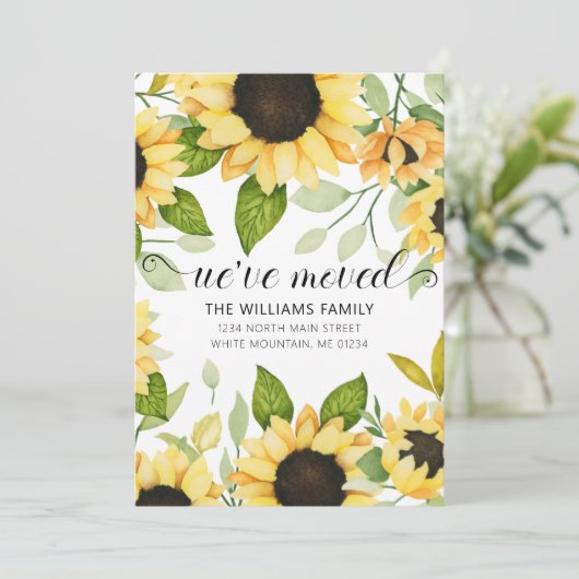 黄エレガント色ひまわり水カラーフローラ移動 案内状 (スタンド正面)