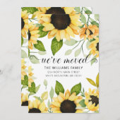 黄エレガント色ひまわり水カラーフローラ移動 案内状 (正面/裏面)