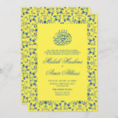 黄エレガント色イスラム教徒結婚 招待状 (正面/裏面)