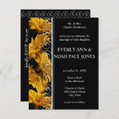 黄エレガント色デイジー結婚式招待状 インビテーションポストカード (正面/裏面)