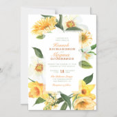 黄エレガント色デリケートフローラ結婚ズ マグネット招待状 (正面)