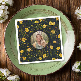 黄エレガント色バターカップフラワーバースデーパーティー スタンダードカクテルナプキン