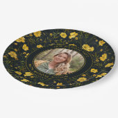 黄エレガント色バターカップフラワーバースデーパーティー ペーパープレート (アングル)