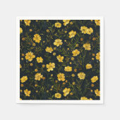 黄エレガント色バターカップ花柄パーティー スタンダードカクテルナプキン (正面)