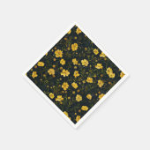 黄エレガント色バターカップ花柄パーティー スタンダードカクテルナプキン (角)