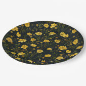 黄エレガント色バターカップ花柄パーティー ペーパープレート (アングル)