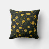 黄エレガント色バターカップ花柄 クッション (裏面)