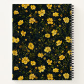 黄エレガント色バターカップ花柄 ノートブック (裏面)
