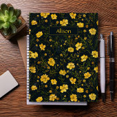 黄エレガント色バターカップ花柄 ノートブック