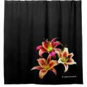 黄エレガント色ピンクデイリーフローラのトリオ シャワーカーテン (正面)