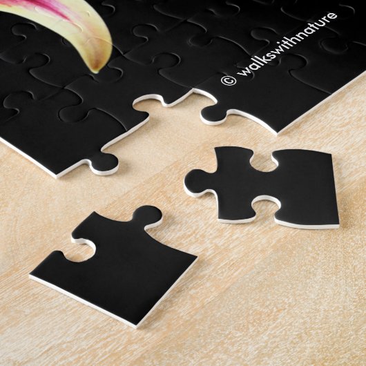 黄エレガント色ピンクデイリーフローラのトリオ ジグソーパズル (側面)