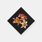 黄エレガント色ピンクデイリーフローラのトリオ スタンダードカクテルナプキン (角)
