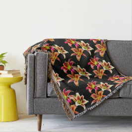 黄エレガント色ピンクデイリーフローラのトリオ スローブランケット