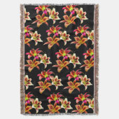 黄エレガント色ピンクデイリーフローラのトリオ スローブランケット (正面縦)