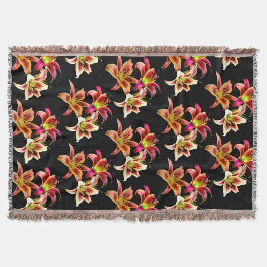 黄エレガント色ピンクデイリーフローラのトリオ スローブランケット (正面)