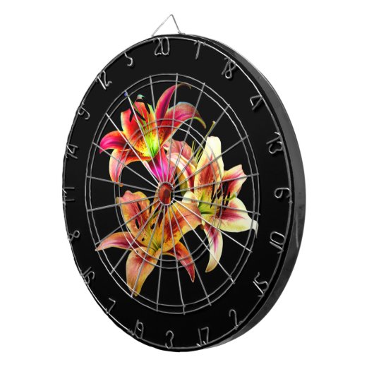 黄エレガント色ピンクデイリーフローラのトリオ ダーツボード (正面右)