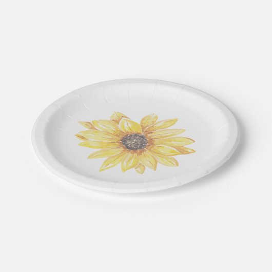 黄エレガント色フローラひまわり赤ちゃんシャワー ペーパープレート (アングル)