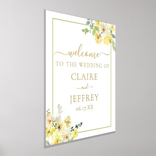 黄エレガント色フローラセージ結婚グリーン金ゴールド 箔ポスター (レイダウン)