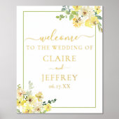 黄エレガント色フローラセージ結婚グリーン金ゴールド 箔ポスター (正面)