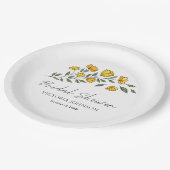 黄エレガント色フローラブライダルシャワー ペーパープレート (アングル)