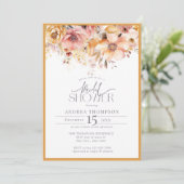 黄エレガント色フローラブライダルシャワー 招待状 (スタンド正面)