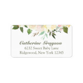 黄エレガント色フローラベビーシャワー差出人住所 ラベル (正面)