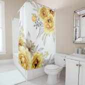 黄エレガント色フローラ水色 シャワーカーテン (インサイチュ)
